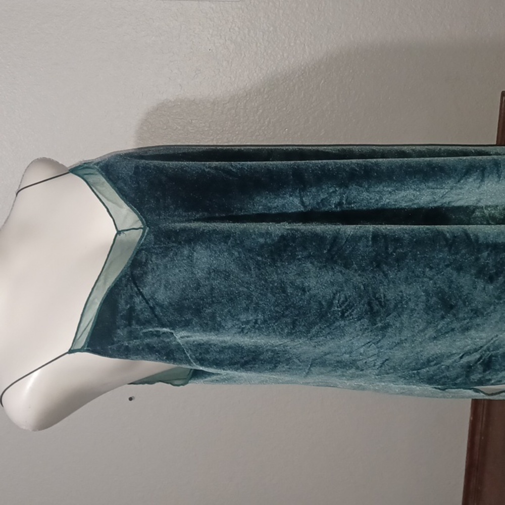 Intimately Free People Teal/Green Velvet Spaghetti Strap Tank Top 